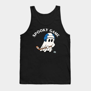 Spooky game, ghost playing hockey. Halloween Tank Top